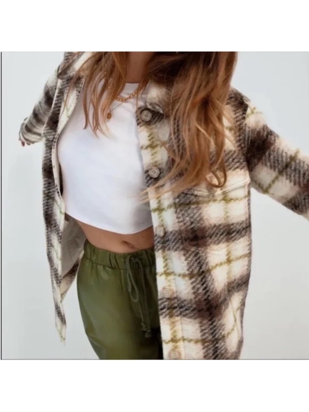Aritzia Wilfred Ganna Plaid Shirt Jacket Shacket XS Gorpcore Granola Grunge